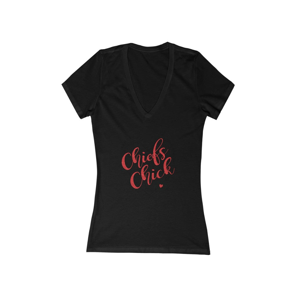 Kansas City Chiefs | Chiefs Chick Short Sleeve Deep V-Neck Tee