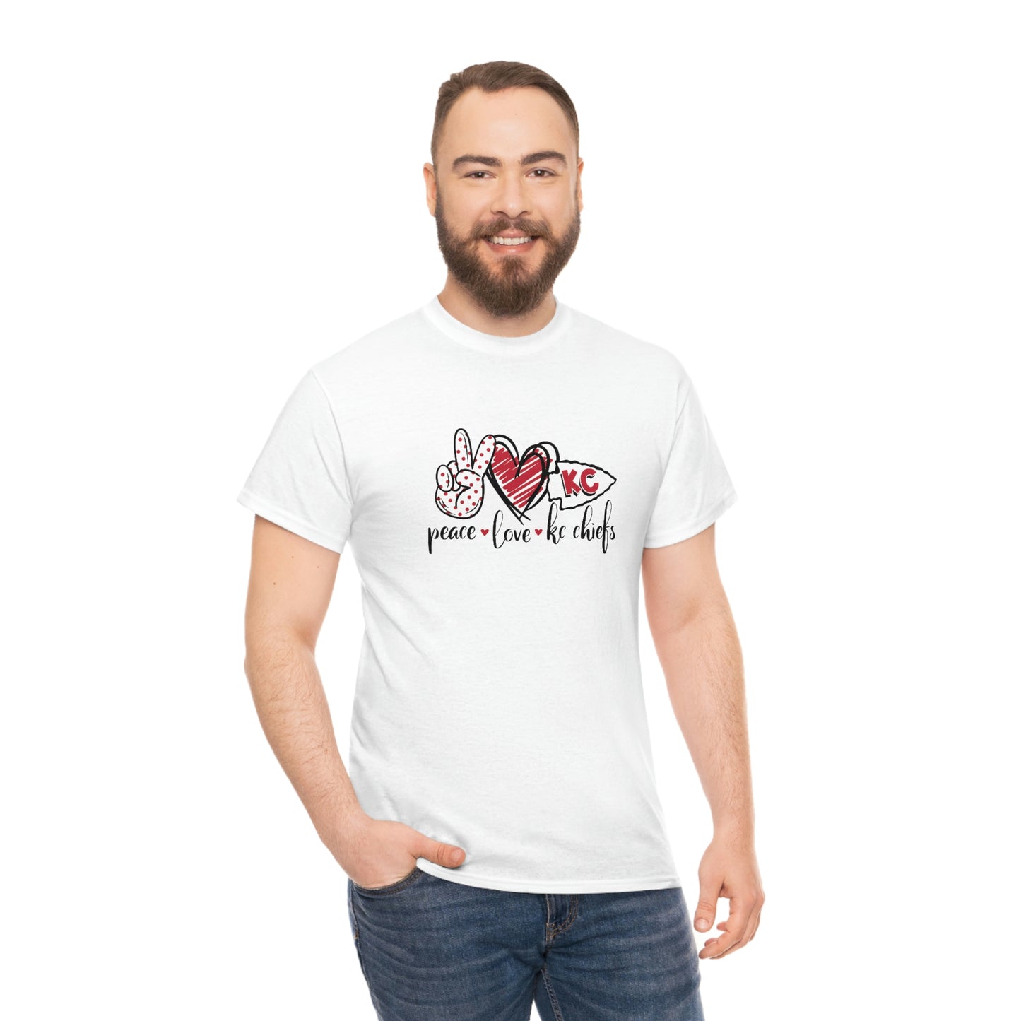 Peace Love and Chiefs | Kansas City Chiefs | Unisex Cotton Tee