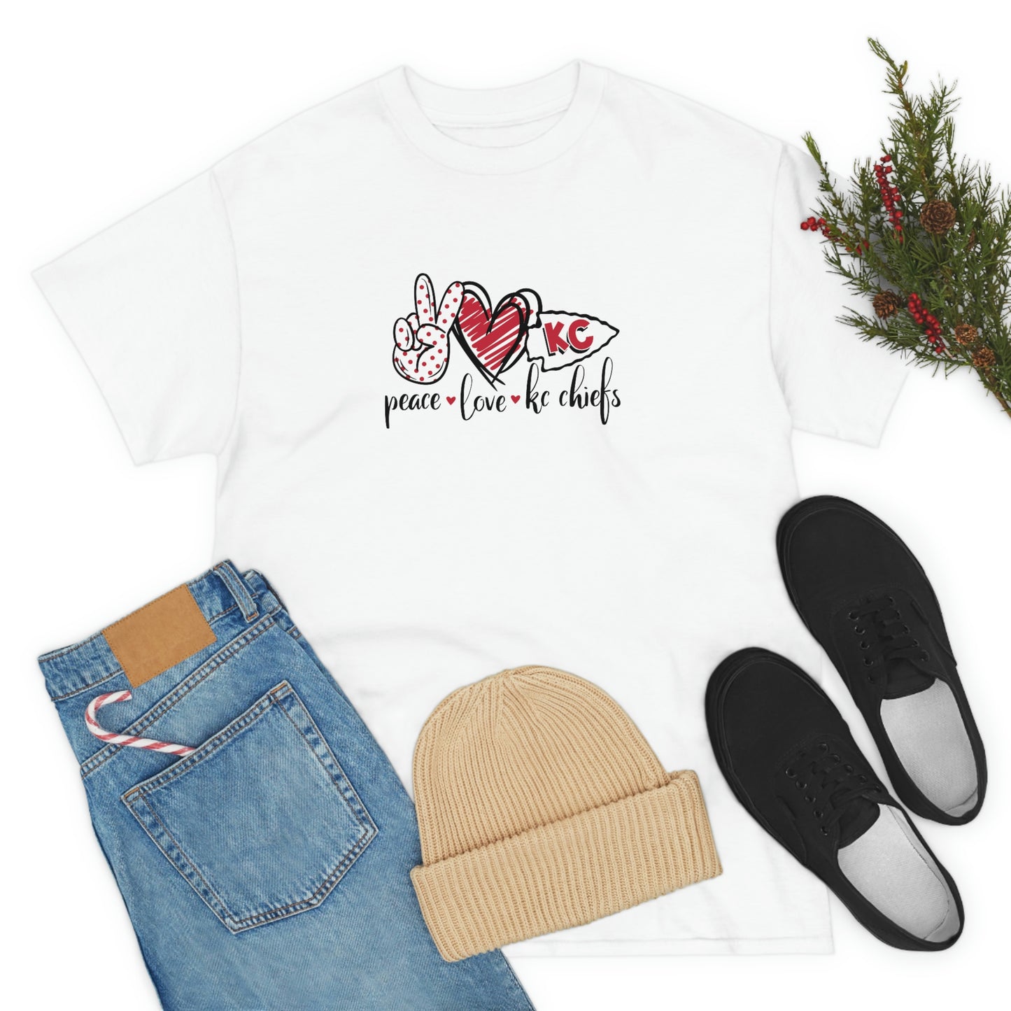 Peace Love and Chiefs | Kansas City Chiefs | Unisex Cotton Tee