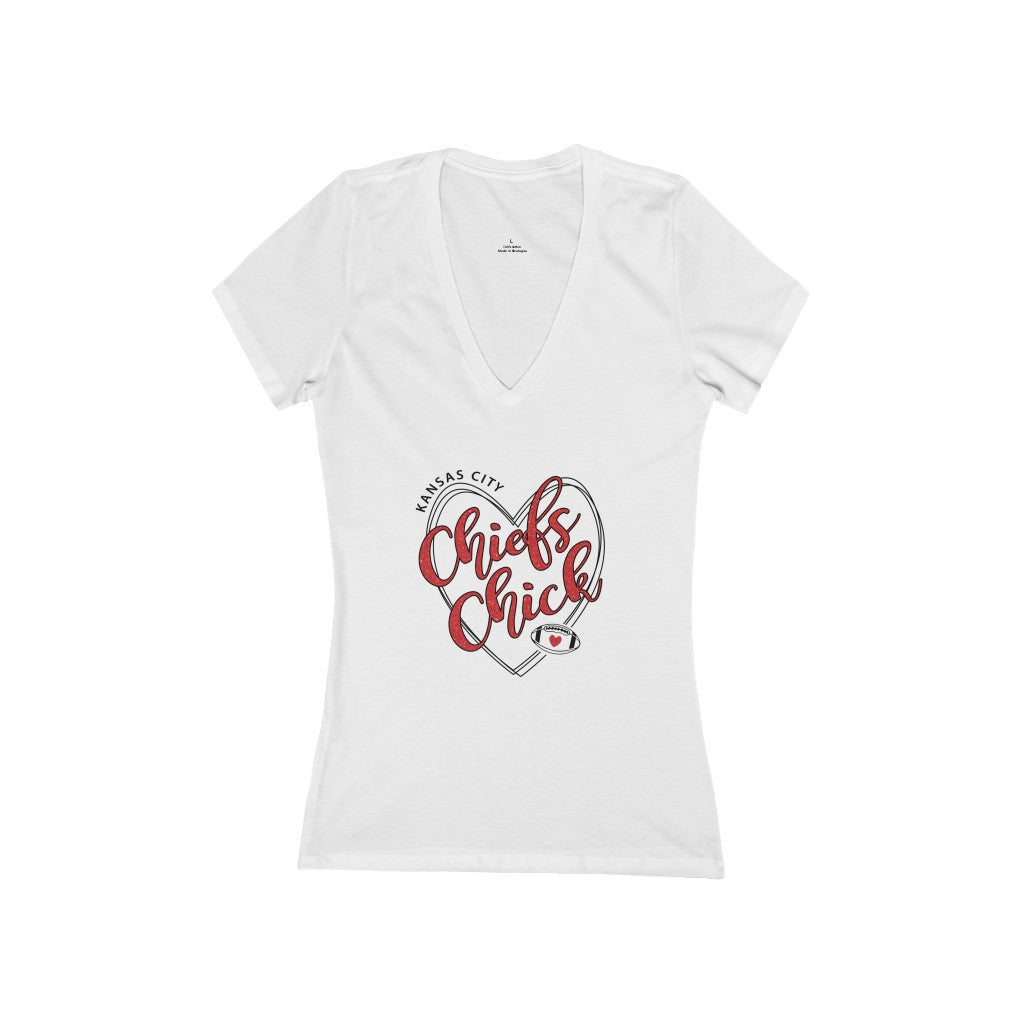 Kansas City Chiefs | Chiefs Chick Short Sleeve Deep V-Neck Tee